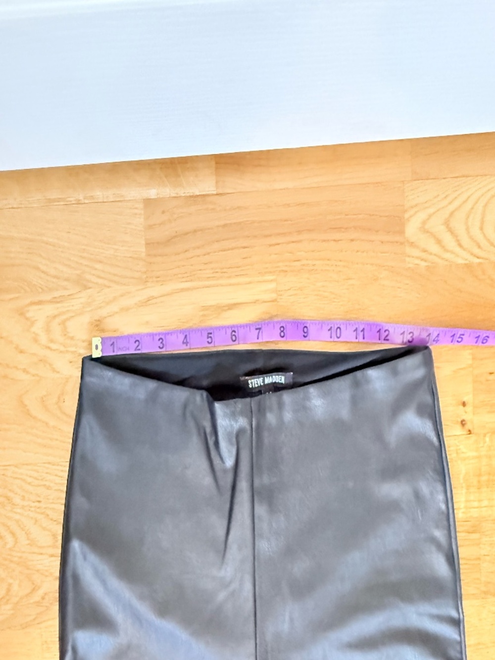Steve Madden Faux Leather Flare Leggings Black Hi Waist Bootcut Vegan Stretch M - Picture 4 of 6